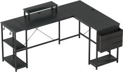 HomCom Birou de colț modular reversibil 168-240 cm stil industrial - raft reglabil, pungă de depozitare, suport pentru ecran | Aosom Romania (920-097V80BK)