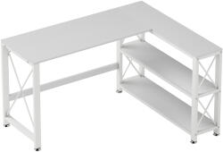 HomCom Birou de colț modular reversibil, birou cu depozitare, raft, cadru metalic, 135x110x75cm, alb | Aosom Romania (920-107V00WT)