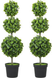 HOMCOM Plante artificiale în ghiveci, frunze din plastic, pământ flocos, Verde | Aosom Romania (83C-118V00GN)
