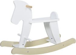 HomCom Cal tip Balansoar pentru Copii 1-3 Ani, Design Clasic din Lemn cu Manere si Suport pentru Picioare, 68x26.5x48cm, Alb HOMCOM | Aosom Romania (330-101WT) Balansoar calut