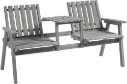 Outsunny Bancă de grădină cu masă, Set de scaune, Mobilier de grădină, cu orificiu pentru umbrelă, bancă, 2 scaune, lemn masiv, Gri, 152 x 70 x 83 cm | Aosom Romania (84B-394)