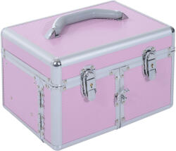 HOMCOM Maletín de Machiaj HOMCOM cu Organizator Cosmetice, Cutie Portabilă cu Compartimente, 29x21x20cm, Aluminiu | Aosom Romania (501-008PK)