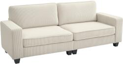 HOMCOM Canapea cu 3 Locuri cu Husă de Cord, Canapea de Sufragerie cu Arc de Înaltă Calitate, până la 400 kg, 227 x 84 x 87 cm, Crem | Aosom Romania (83B-241V01CW) Canapea