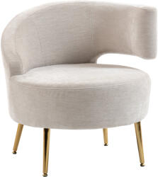 HomCom Scaun Modern pentru Living cu Spătar Arcuit și Arcuri Individuale, Tapițat cu Chenille, Spumă, Lemn și Oțel, 69x65x67 cm, Crem și Auriu | Aosom Romania (83B-624V00CW)