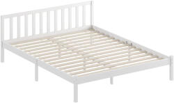 HomCom Cadru de pat din lemn masiv 160x200 cm Pat simplu cu tăblie și somier cu lamele, solid, pentru copii și adulți | Aosom Romania (831-784V02WT)