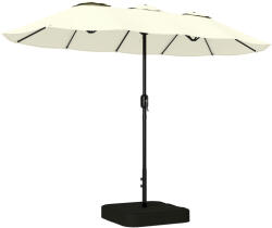 Outsunny Umbrelă Dublă de Grădină 3x1.5 m, Umbrelă de Exterior cu Sac de Nisip, Anti UV 50+, Bej | Aosom Romania (84D-517V00BG)
