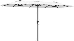 Outsunny Umbrelă Dublă de Grădină 4.6x2.7 m, Umbrelă de Exterior cu Manivelă, Husă Protectoare, 12 Spițe, Anti UV 50+, pentru Terasă Balcon Piscină Grădină, Alb | Aosom Romania (84D-496V00WT)