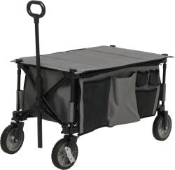 Outsunny Cărucior de grădină pliabil băscuță detașabilă mâner telescopic înclinare reglabilă 5 buzunare 108 x 55 x 93 cm gri închis | Aosom Romania (845-853V00CG)