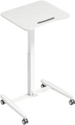HomCom Birou Reglabil pe Înălțime, Blat Inclinabil, Roți și Cadru din Oțel, 60, 5 x 52 x 75-114 cm, Alb | Aosom Romania (838-615V00WT)