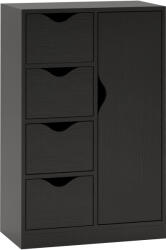 HOMCOM Dulap de Baie cu 4 Sertare, Dulap cu 2 Niveluri și Mânere Decupate, din Lemn, 54x29x83 cm, Negru | Aosom Romania (838-129V80BK) Bufet