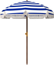 Outsunny Umbrelă de Plajă cu Franjuri Ø190x210 cm cu Protecție UV40+ Rezistentă la Vânt Impermeabilă Husă de Transport Albastru și Alb | Aosom Romania (84D-299V00BU)