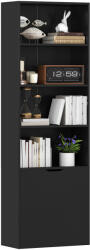 HOMCOM Bibliotecă Dulap pentru cărți cu 4 compartimente deschise și 2 uși pentru sufragerie și birou 59x29x180 cm Negru | Aosom Romania (836-483V80BK) Biblioteca