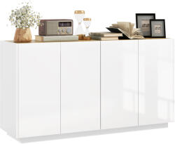 HOMCOM Bufet de Bucătărie cu Uși Amortizate și Rafturi Reglabile, pentru Sufragerie sau Living, 140x40x75 cm, Alb Lucios | Aosom Romania (83B-197V80WT) Bufet