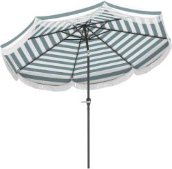 Outsunny Umbrelă de grădină 2, 7 m, umbrelă de exterior inclinabilă UPF 30+ cu manivelă, 8 baleiene, albastru clar și alb | Aosom Romania (84D-397V00LB)