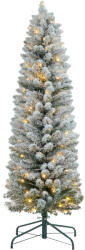 HOMCOM Brad de Crăciun Înzăpezit cu 263 de Crengi și Lumini LED Albe, Brad Artificial din Plastic, Ø45x150 cm, Verde | Aosom Romania (830-887V93GN)