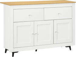 HOMCOM Bufet din lemn cu 2 sertare și 2 dulapuri, 117x35x80 cm, alb și culoare lemn | Aosom Romania (835-902V00WT) Bufet