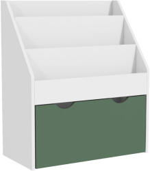 AIYAPLAY Bibliotecă pentru Copii cu Rafturi, Sertar, pentru Dormitor, Cameră de Joacă, Alb și Verde | Aosom Romania (311-075V80GN)