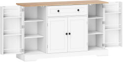 HOMCOM Bufet de bucătărie cu sertar rafturi pe uși rafturi reglabile bar pentru cafea 138x40x83, 5 cm Alb | Aosom Romania (83A-486V80WT) Bufet