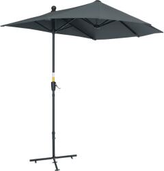 Outsunny Umbrelă Semicirculară Dublă cu Deschidere cu Manivelă, 7 Spițe și Suport în Cruce, 200x190x240 cm, Gri | Aosom Romania (84D-175V00GY)