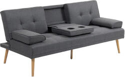 HOMCOM Canapea Extensibilă cu 3 Locuri, 2 Cotiere Detașabile, Covoraș Antiderapant și Imitație In și Lemn, 181x77x72 cm, Gri Închis | Aosom Romania (833-663CG) Canapea