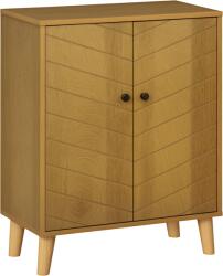 HOMCOM Dulap Vintage cu Uși Chevron Duble și Picioare din Lemn de Pin, Efect de Lemn Natural, Design Retro | Aosom Romania (838-355V00ND) Bufet