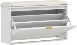HomCom Bancă pentru Pantofi cu Raft Interior Reglabil și Detașabil, 80x26x47.5 cm, Alb și Bej | Aosom Romania (837-559V81WT) Pantofar