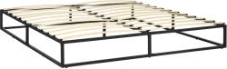 HomCom Cadru de pat de 180 cm Structură de pat din oțel cu somier și lamele din placaj 180x200x25 cm Negru | Aosom Romania (831-655V03BK)