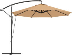 Outsunny Umbrelă de Soare cu Corzi Anti-Vânt, Orificii de Aerisire, Bază în Cruce și Manivelă, Φ290x243 cm, Gri | Aosom Romania (84D-394V00KK)