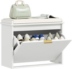 HomCom Banc pentru pantofi cu pernă șezut căptușit și sertar rabatabil pentru hol, cameră, 62 x 26 x 47, 5 cm, alb | Aosom Romania (837-559V80WT) Pantofar