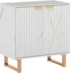 HOMCOM Bufet pentru living, mobilier de depozitare stil modern cu dulap cu 2 uși canelate, poliță reglabilă, picioare din metal, alb | Aosom Romania (83B-153V00WT) Bufet