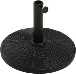 Outsunny Bază pentru Umbrelă cu Stîlpi de Ø38/48 mm din Plastic cu Efect de Ratan, Ø44.5x32 cm, Negru | Aosom Romania (84D-044V00BK)