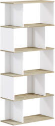 HOMCOM Bibliotecă stil scandinav mobilier de depozitare 5 rafturi anti-răsturnare Încărcare 25 kg aspect lemn & Alb | Aosom Romania (836-557V00AK) Biblioteca