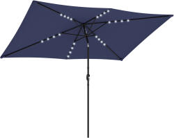 Outsunny Umbrelă de grădină cu 24 de lumini LED solare Copertină înclinabilă Stâlp metalic 2, 9x2, 5 m albastru închis | Aosom Romania (84D-503V00DB)