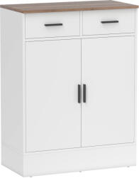 HOMCOM Bufet Modern cu 2 Sertare și Dulap cu 2 Uși Alb și Lemn | Aosom Romania (838-585V00DR) Bufet