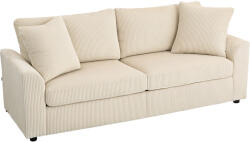HOMCOM Canapea 3 Locuri din Catifea Reiată cu 2 Perne, 212x80x88 cm, Crem | Aosom Romania (83B-353V00CW) Canapea