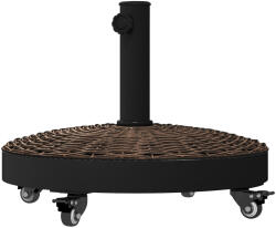 Outsunny Bază pentru Umbrelă de Grădină Rotundă cu 4 Roți și Frâne, Ø52x41 cm, Bronz | Aosom Romania (84D-068V00BN)