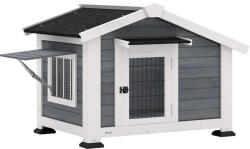 PawHut Cușcă pentru Câini Căsuță pentru Câini de Exterior din Lemn, 98x76x69.5cm | Aosom Romania (D02-258V90GY)