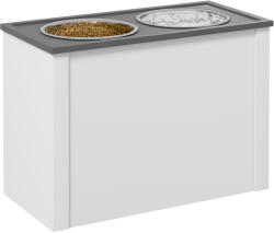 PawHut Bol inalt pentru caini cu 2 boluri din otel inoxidabil detasabile, dim. 60L x 30l x 42H cm | Aosom Romania (D08-053V00WT)