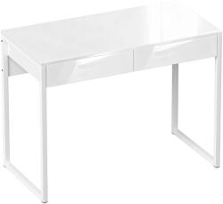 HomCom Birou Modern cu 2 Sertare și Picioare din Oțel, 100x50x75 cm, Alb Lucios | Aosom Romania (836-633V00WT)