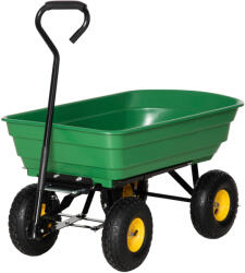 Outsunny Cărucior de grădină 75L din oțel și PP cu cuvă rabatabilă și mâner de transport, 109x52x94 cm, de culoare verde închis Outsunny | Aosom Romania (845-636)
