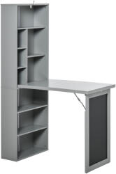 HomCom Birou Pliabil cu Bibliotecă, Tablă și Masă de Dining Rabatabilă, 98x51x153 cm, Gri închis | Aosom Romania (836-296CG)