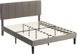 HomCom Cadru de pat dublu 140 x 190 cm pat 2 persoane cap de pat reglabil somier 150 x 198 x 100/105/110/115/120 cm gri | Aosom Romania (831-911V01GY)