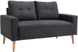 HOMCOM Canapea Modernă cu 2 Locuri cu Spătar Matlasat, din Poliester și Lemn, 145x76x88 cm, Gri | Aosom Romania (833-902CG) Canapea