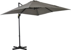 Outsunny Umbrelă de Grădină cu Manivelă, Rotire la 360° și Copertină Reglabilă pe 5 Niveluri, 2.5x2.5 m, Gri Deschis | Aosom Romania (84D-051V00LG)