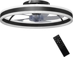 HomCom Ventilator de tavan cu lumină LED 6 viteze Motor reversibil și control la distanță Putere 45 W Ø50x13, 5 cm Negru | Aosom Romania (B31-646V00BK)