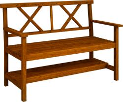 Outsunny Bancă din Lemn, Bancă cu 2 Locuri de Exterior cu Raft de Depozitare, Spătar, Cotiere și Scaun, 125x58x88 cm, Carbonizat | Aosom Romania (84G-429V00TN)