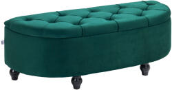 HOMCOM Pouf de Depozitare cu Capac 2 în 1 - Pouf Tapitat în Formă de Semicerc - Picioare Lemn hevea Negru acoperire Catifea verde | Aosom Romania (831-410V00DG)