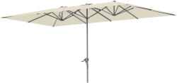 Outsunny Umbrelă dublă, 451 x 264 cm Umbrelă cu sistem de manivelă, 12 bale metalice, Stâlp din aluminiu, Crem | Aosom Romania (84D-436V00CW)