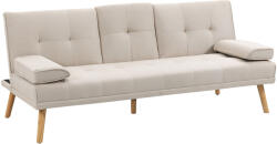 HOMCOM Canapea extensibila extensibila cu 3 locuri in stil scandinav, cu 2 cotiere detasabile si tapiterie, bej | Aosom Romania (833-663BG) Canapea