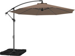 Outsunny Umbrelă Suspendată cu Bază în Cruce, Greutăţi, Manivelă și Protecţie UV, Ø3x2.5 m, Cafeniu | Aosom Romania (84D-096V01CF)